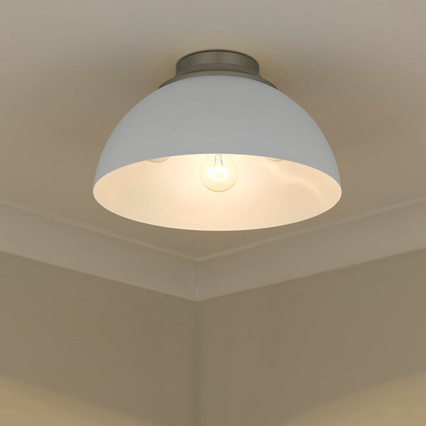 Zoey Pewter and Matte White Three-Light Flush Mount, image 4